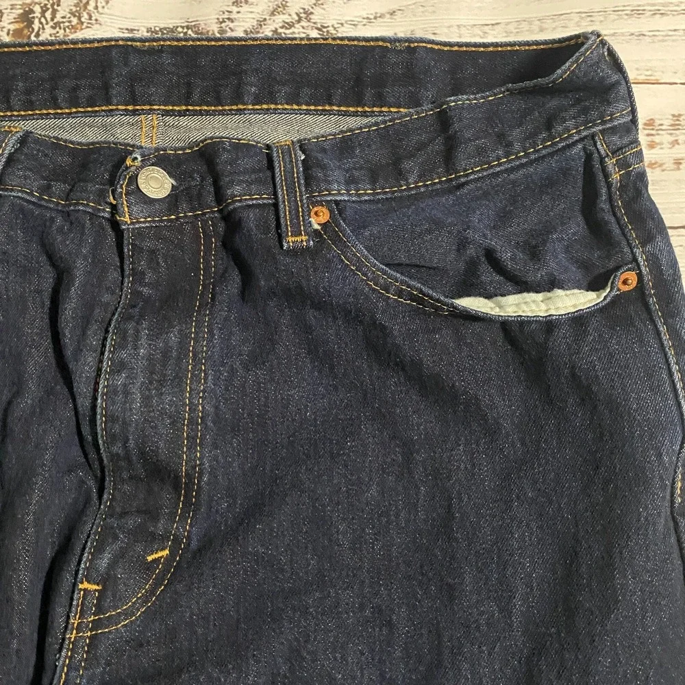 Levis 505 Jeans Black Casual Straight Leg Denim‎ Baggy Men's Size 38x30